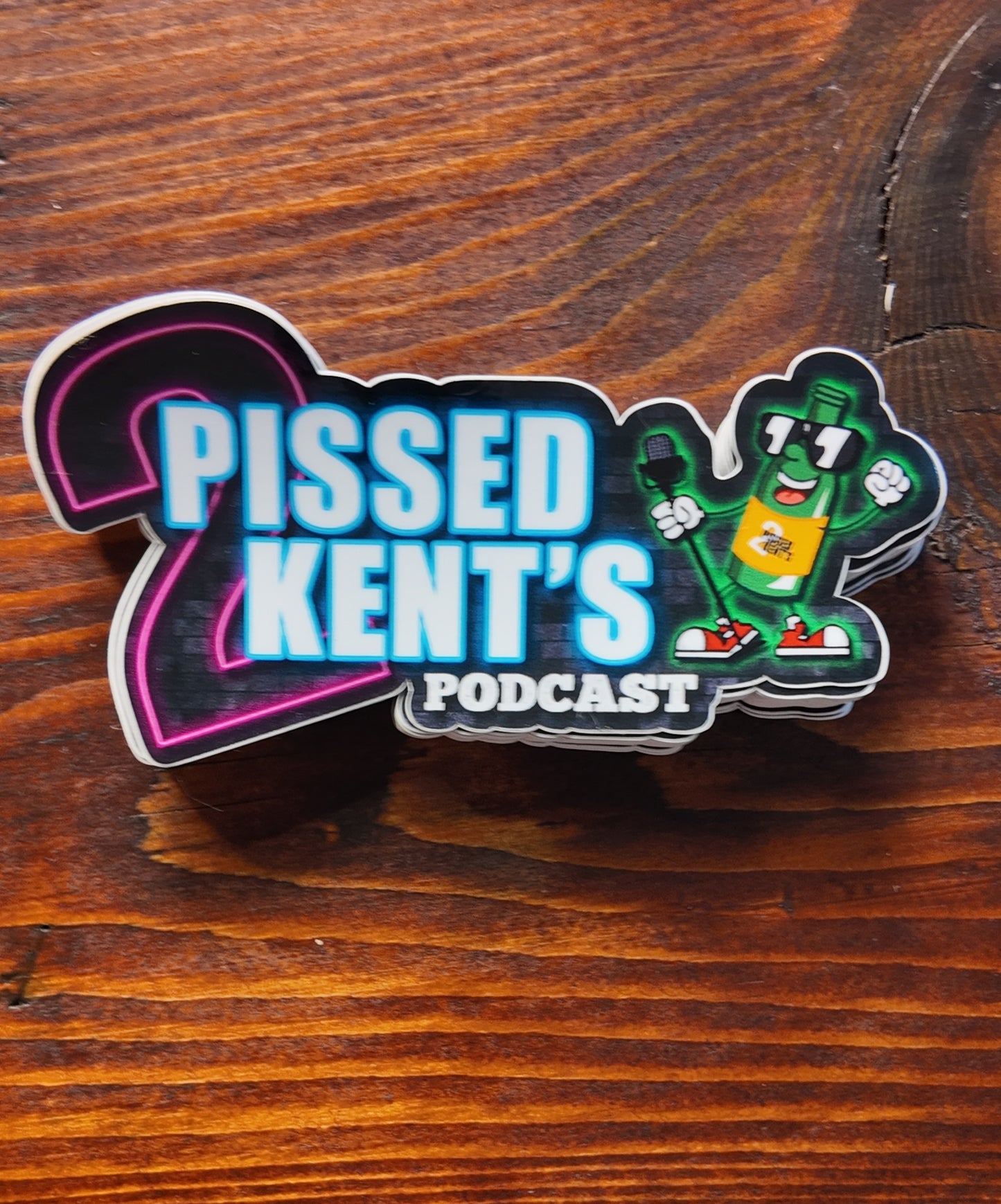 2PK - Podcast - 10cm x 10cm Die Cut Stickers (Free Postage)