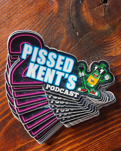 2PK - Podcast - 10cm x 10cm Die Cut Stickers (Free Postage)